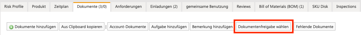 Technical file - documents tab